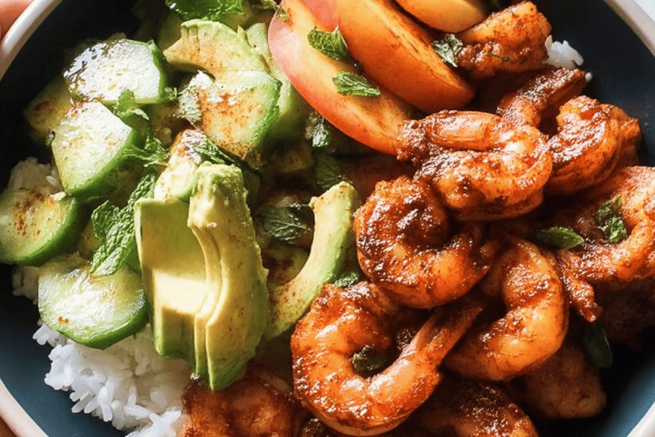 Spicy Shrimp and Peach Salad Delight