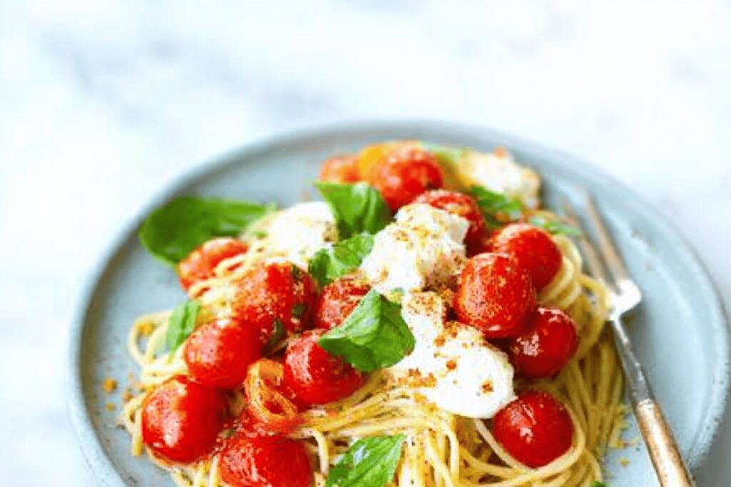 Summer Spaghetti with Tomatoes and Burrata Recipe