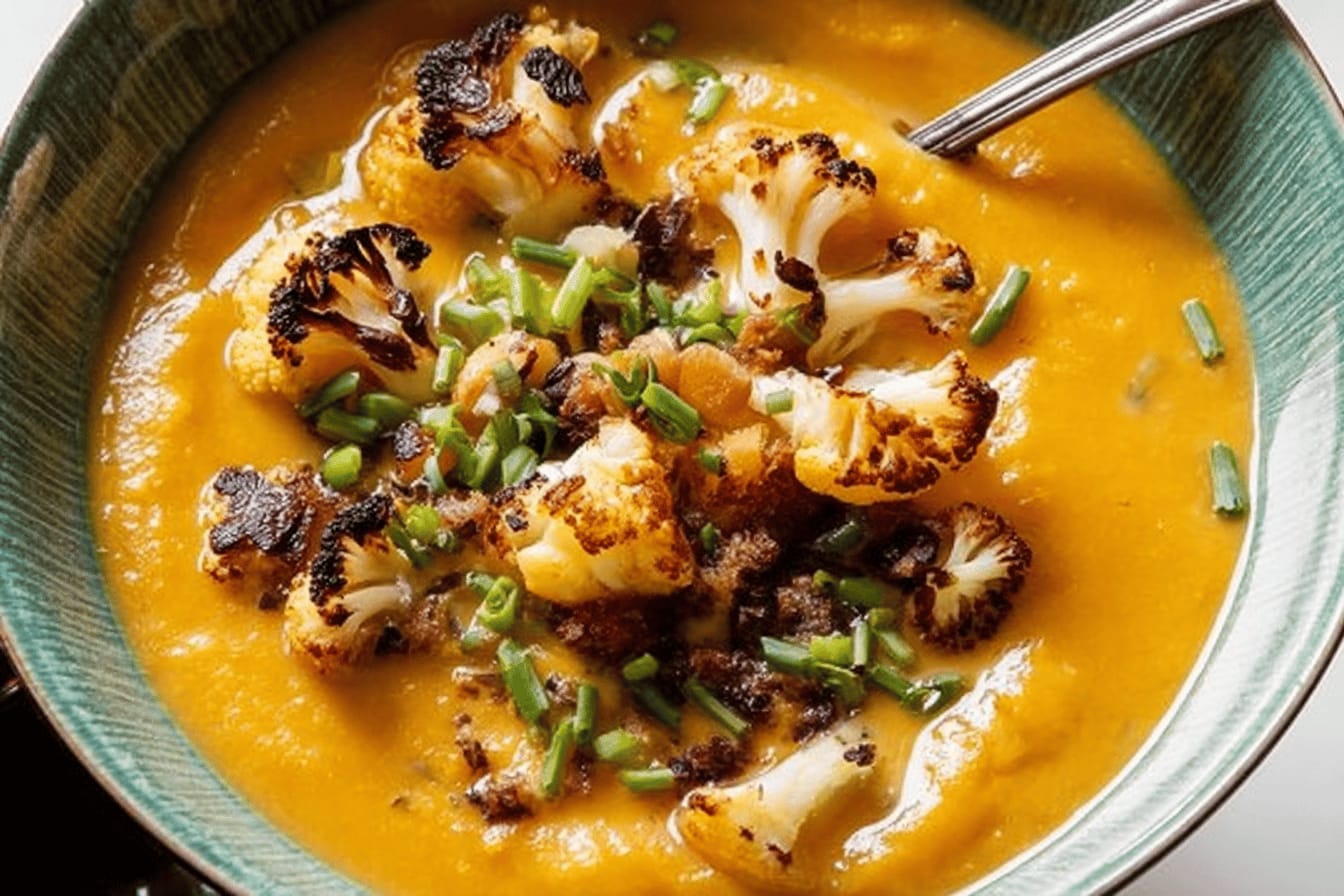 Sweet Potato Soup with Cauliflower Crumbles