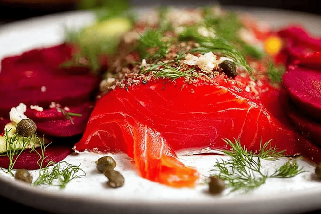 Beetroot Cured Salmon with Gin or Vodka