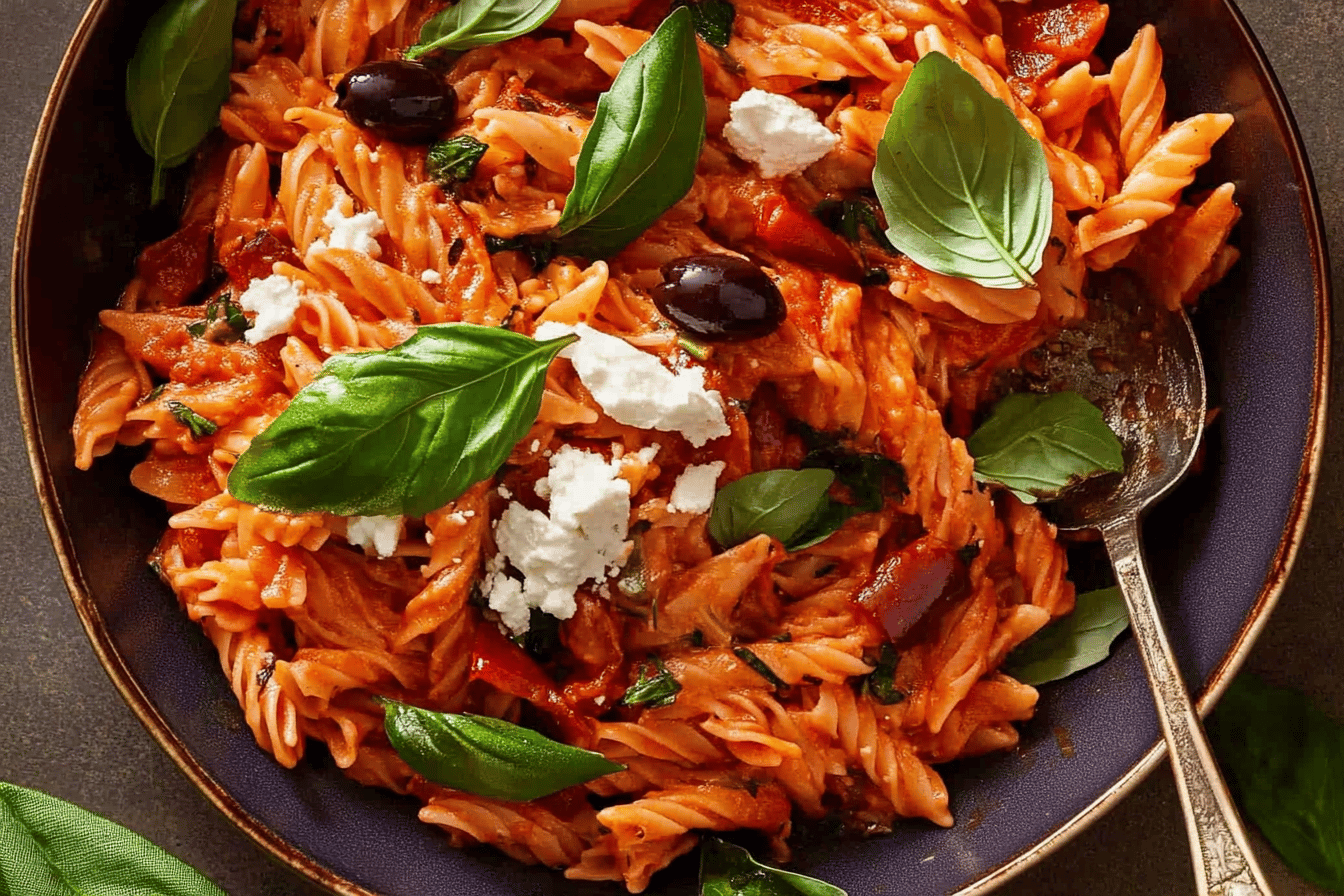Creamy Goat Cheese and Roasted Red Pepper Risoni