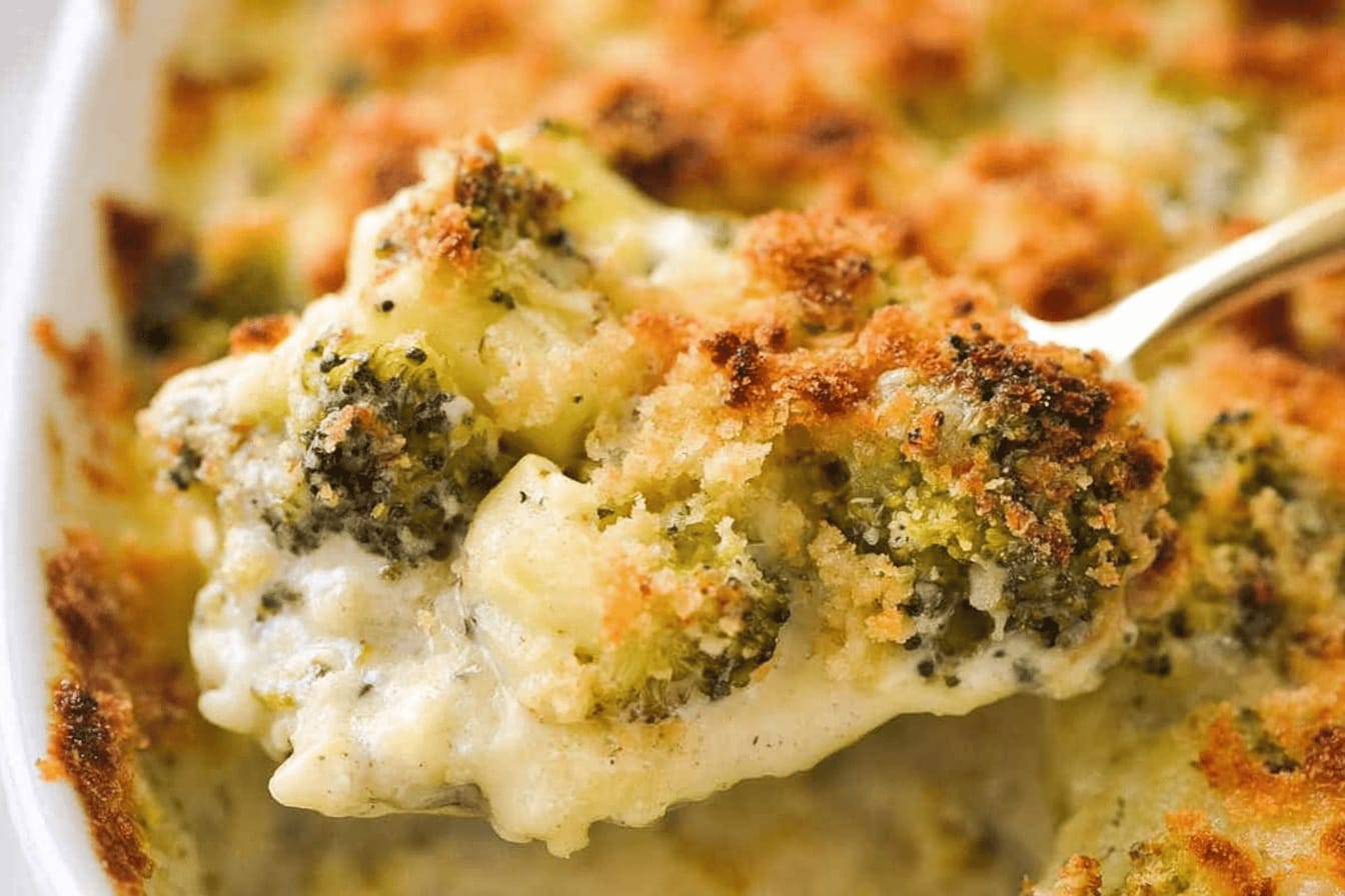 Creamy Parmesan Garlic Broccoli Casserole Recipe