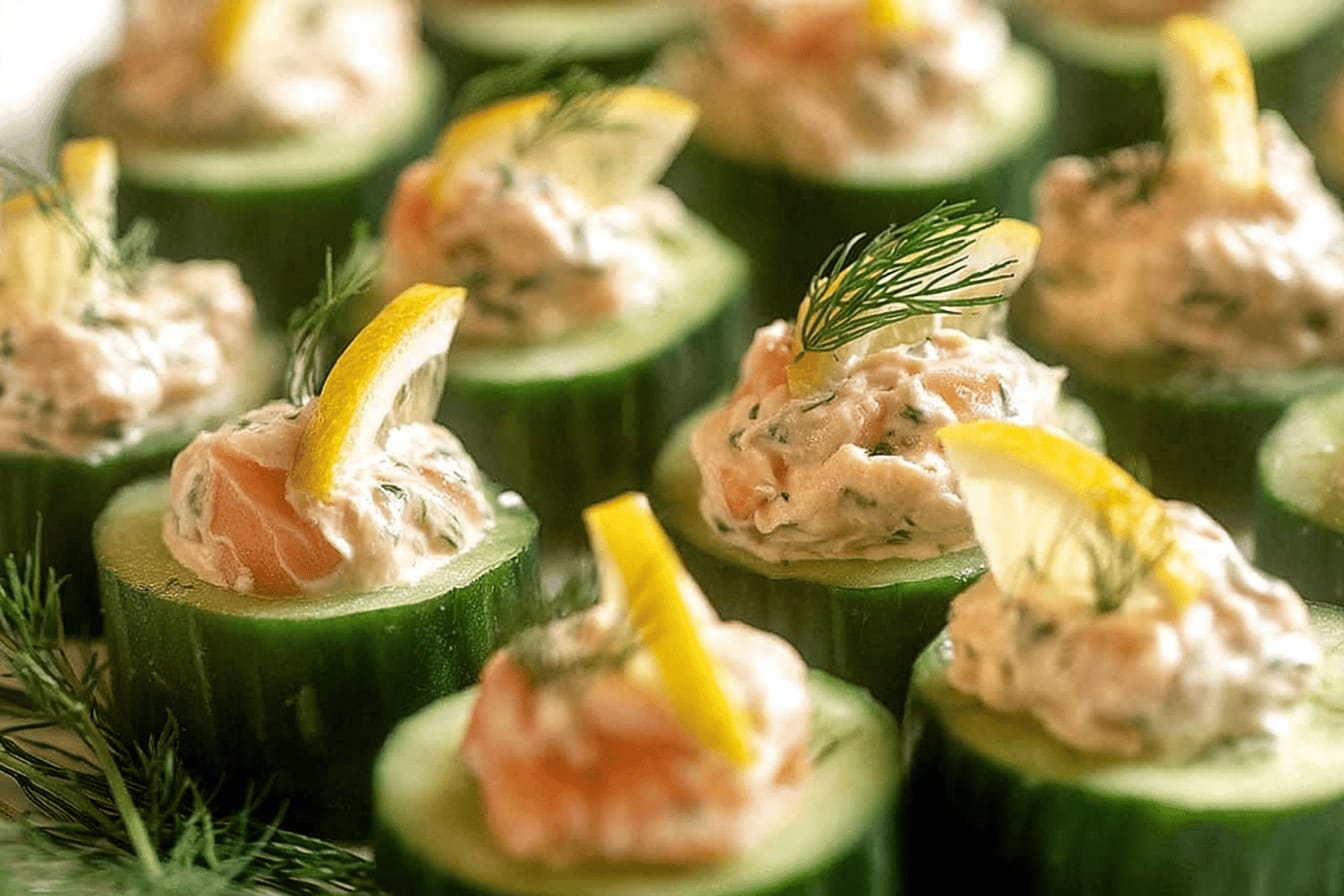 Cucumber Canapés with Smoked Salmon Mousse Recipe