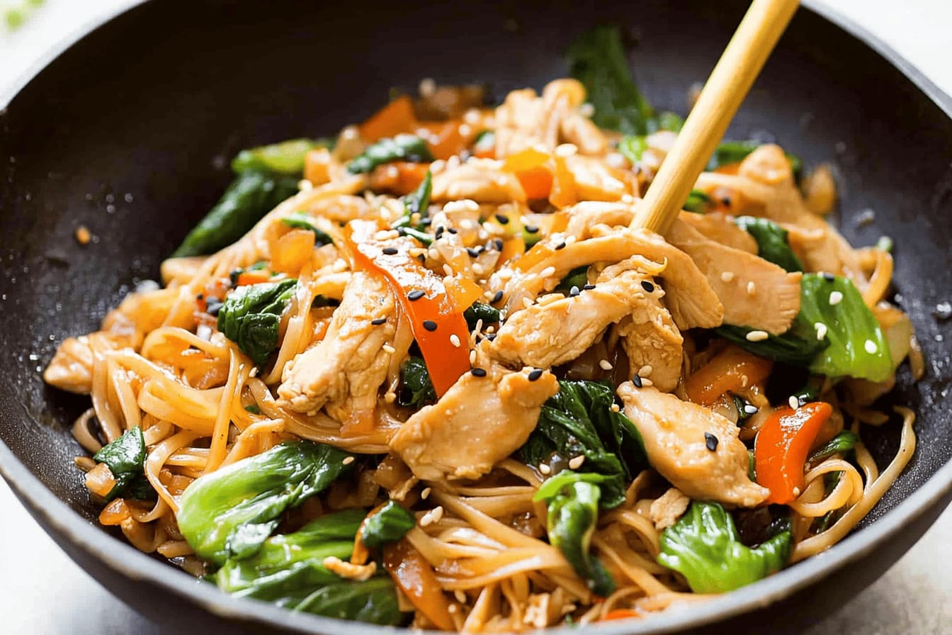 Easy Chicken Stir Fry with Rice Noodles