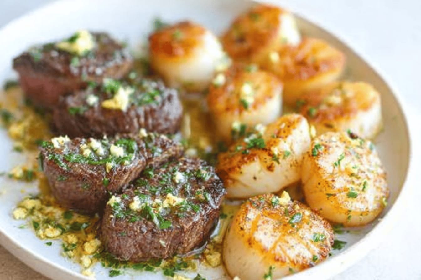 Garlic Butter Steak and Scallops Recipe