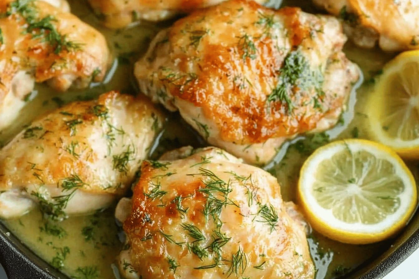 Lemon Dill Skillet Chicken Thighs Recipe