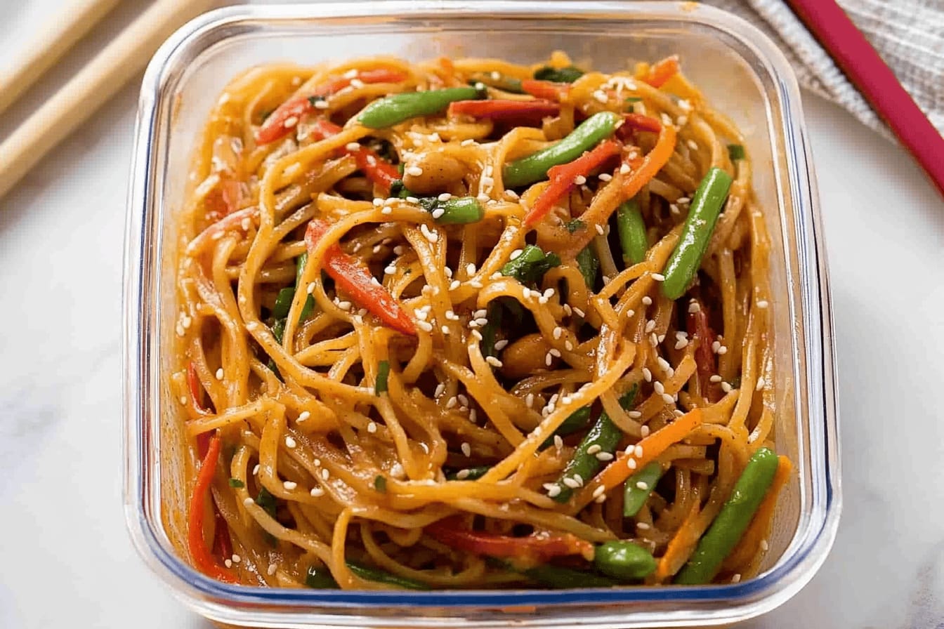 Noodle Salad with Creamy Sesame Peanut Dressing