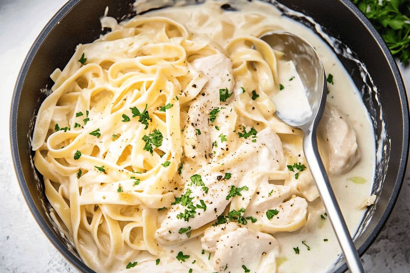 One Pot Chicken Alfredo Pasta Recipe