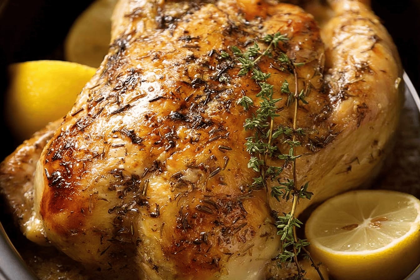 Slow Cooker Lemon Garlic Roast Chicken Recipe