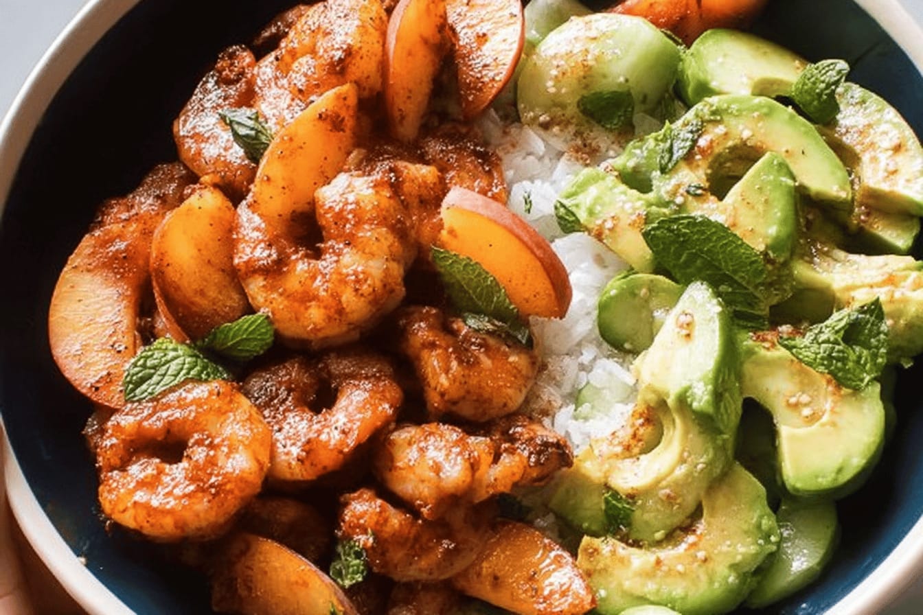 Spicy Shrimp and Peach Salad Delight