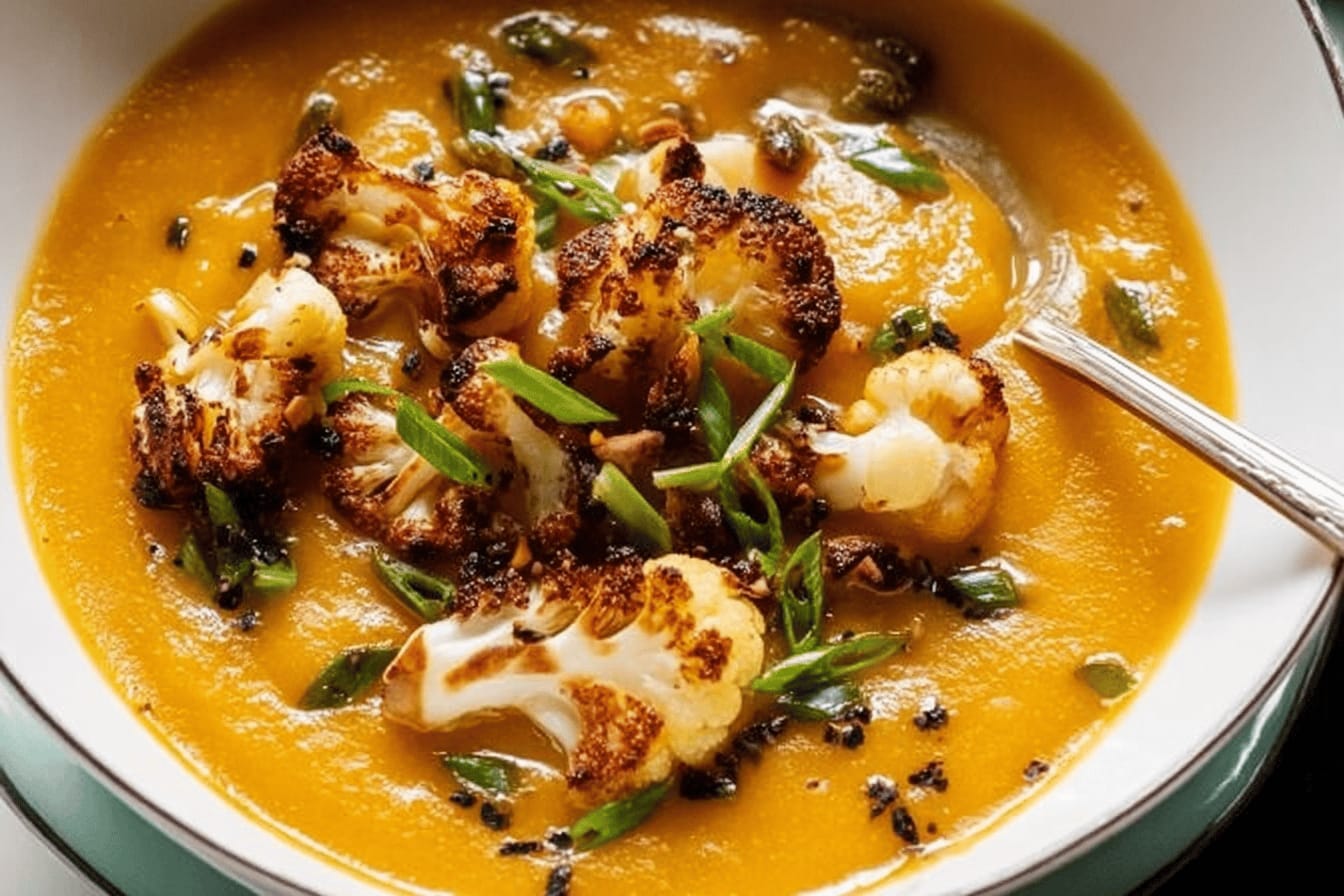 Sweet Potato Soup with Cauliflower Crumbles