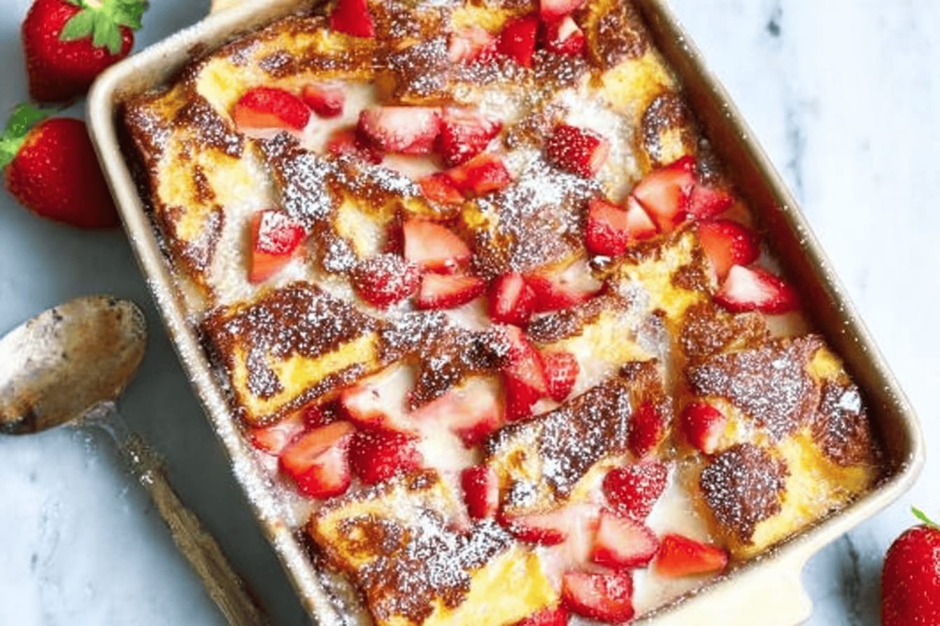 Baked Strawberries and Cream French Toast Recipe
