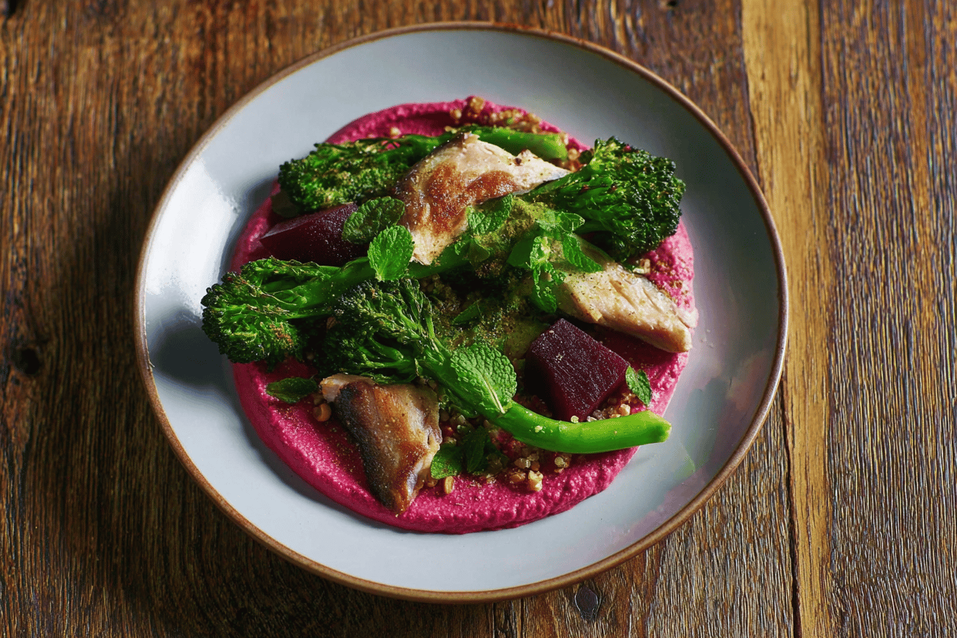 Beetroot Broccoli Mackerel Grain Bowl Recipe