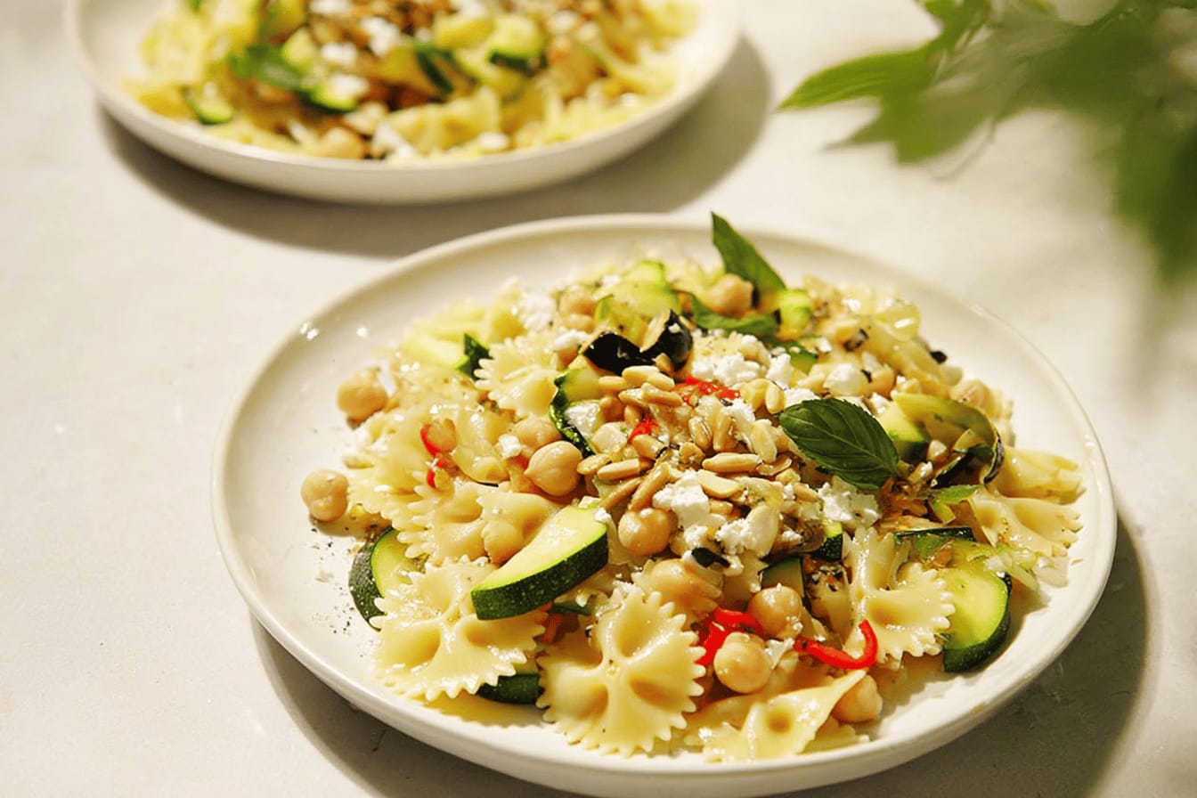 Courgette Chickpea Pasta Salad Recipe