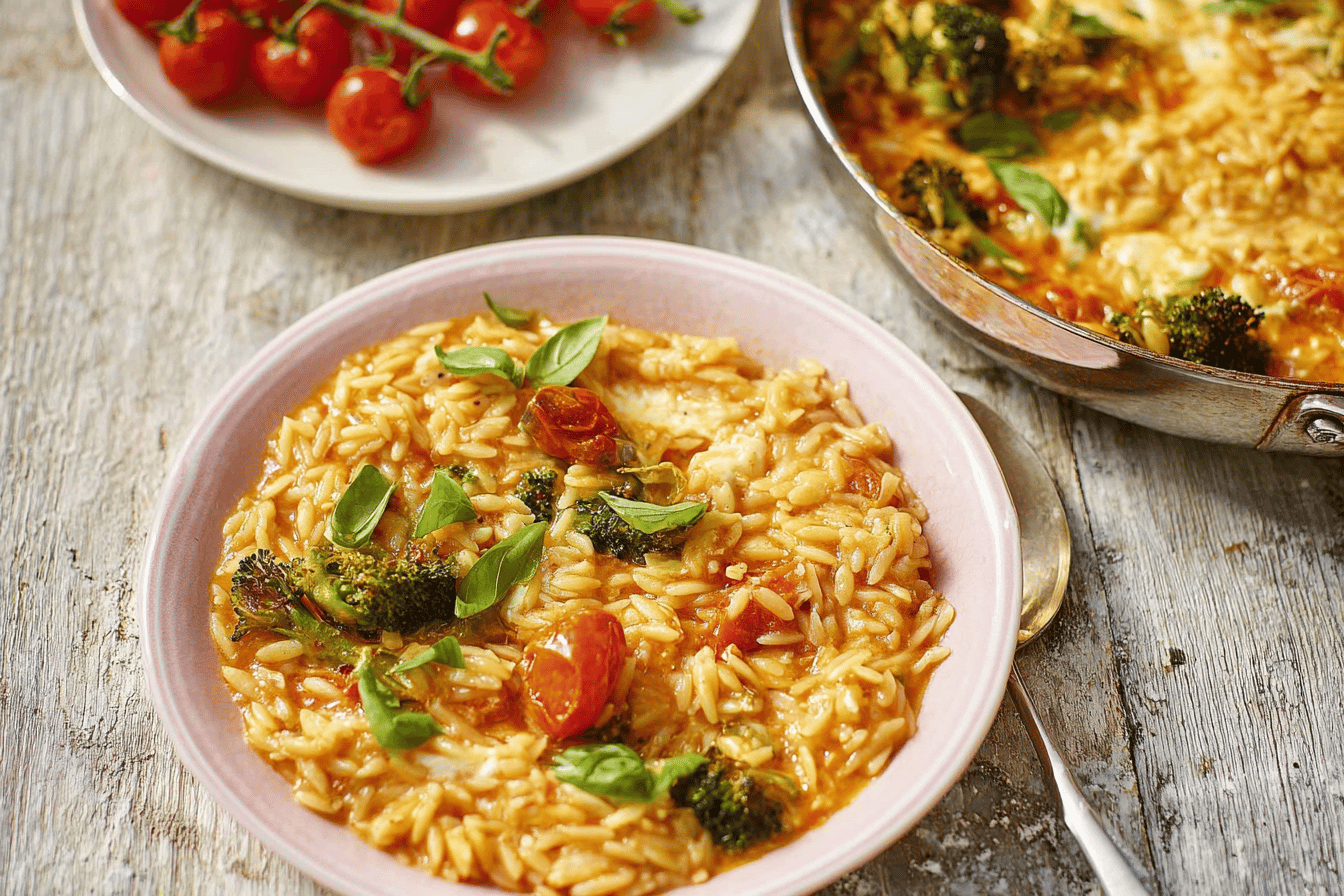 Creamy Tomato Mozzarella Orzo Recipe