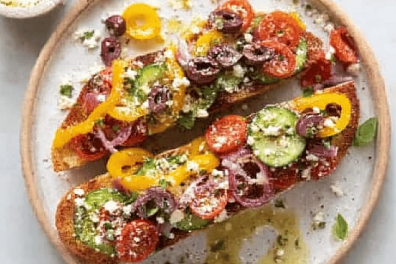 Greek Salad with Homemade Garlic Bread Recipe