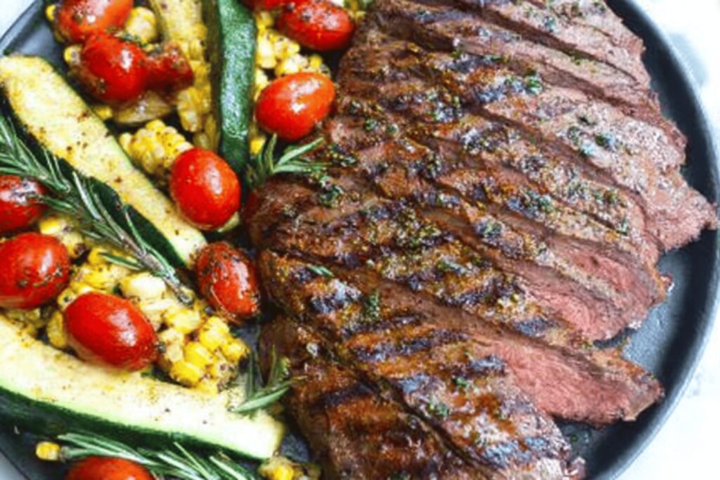 Grilled Flank Steak with Seasonal Vegetables