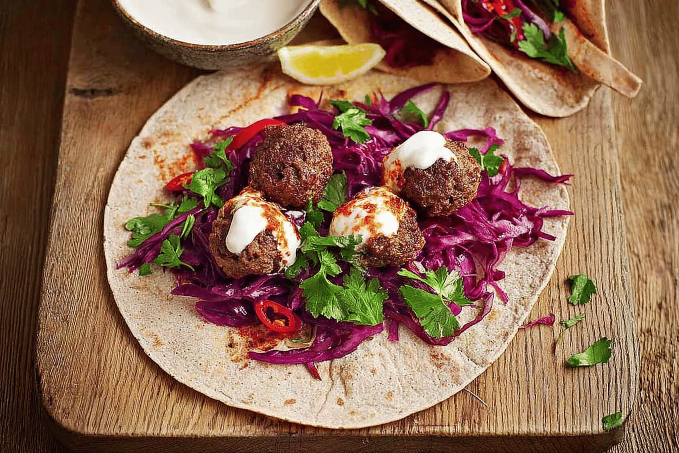 Harissa Meatball Wraps Recipe by Jamie Oliver