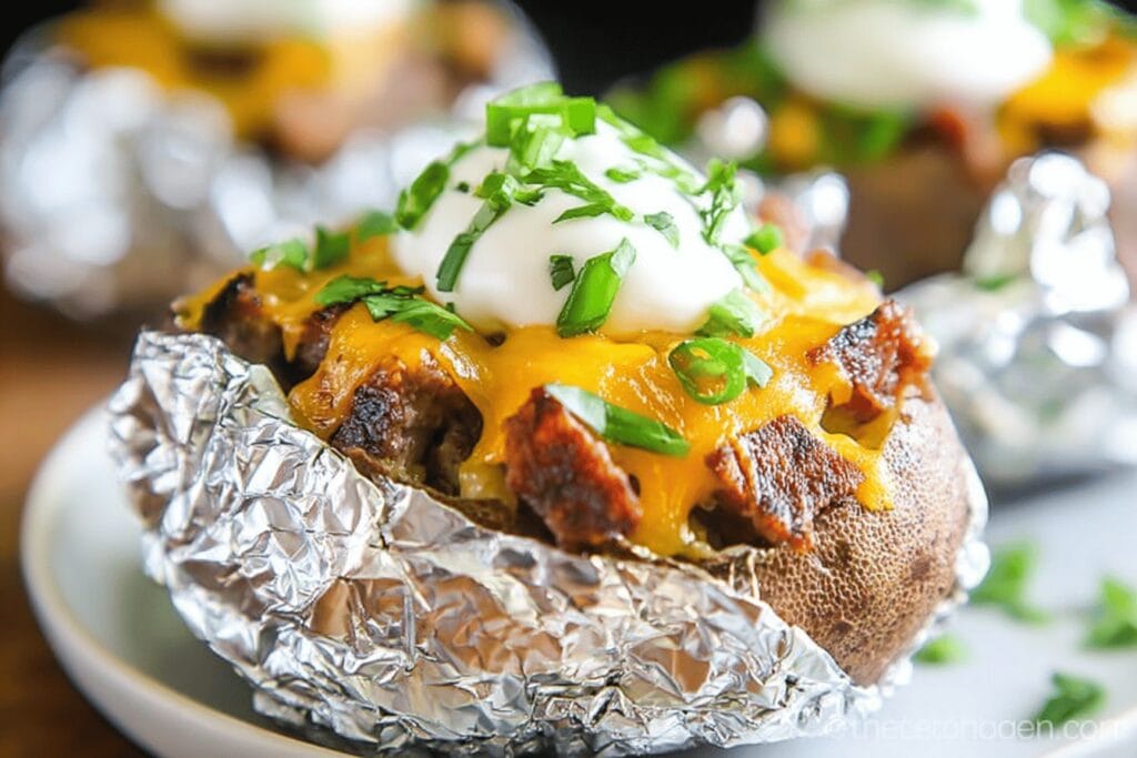 Loaded Steak Stuffed Baked Potatoes Recipe