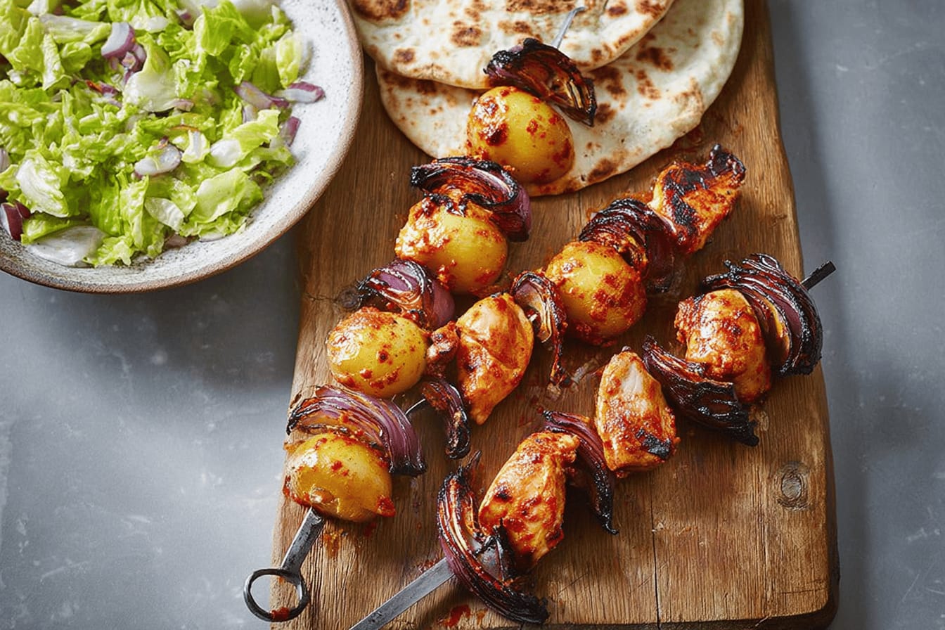 New Potato Chicken Red Onion Skewers Recipe