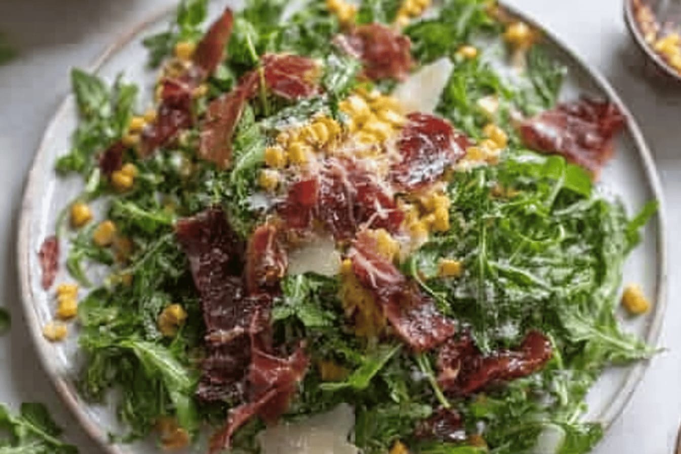 Prosciutto Corn Arugula Salad Delight