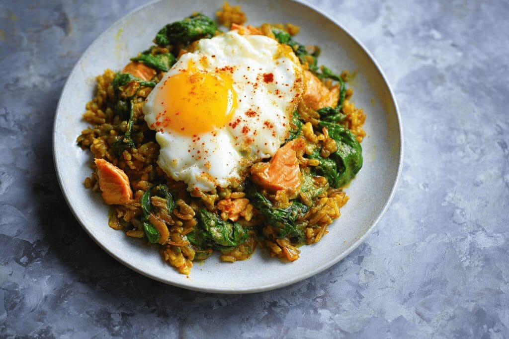 Quick Kedgeree with Fried Eggs Recipe