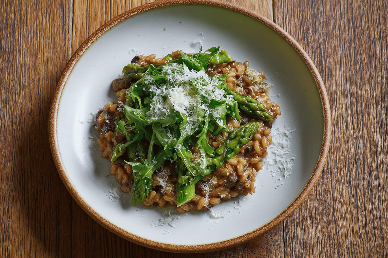 Quick Mushroom Asparagus Risotto Bowl Recipe