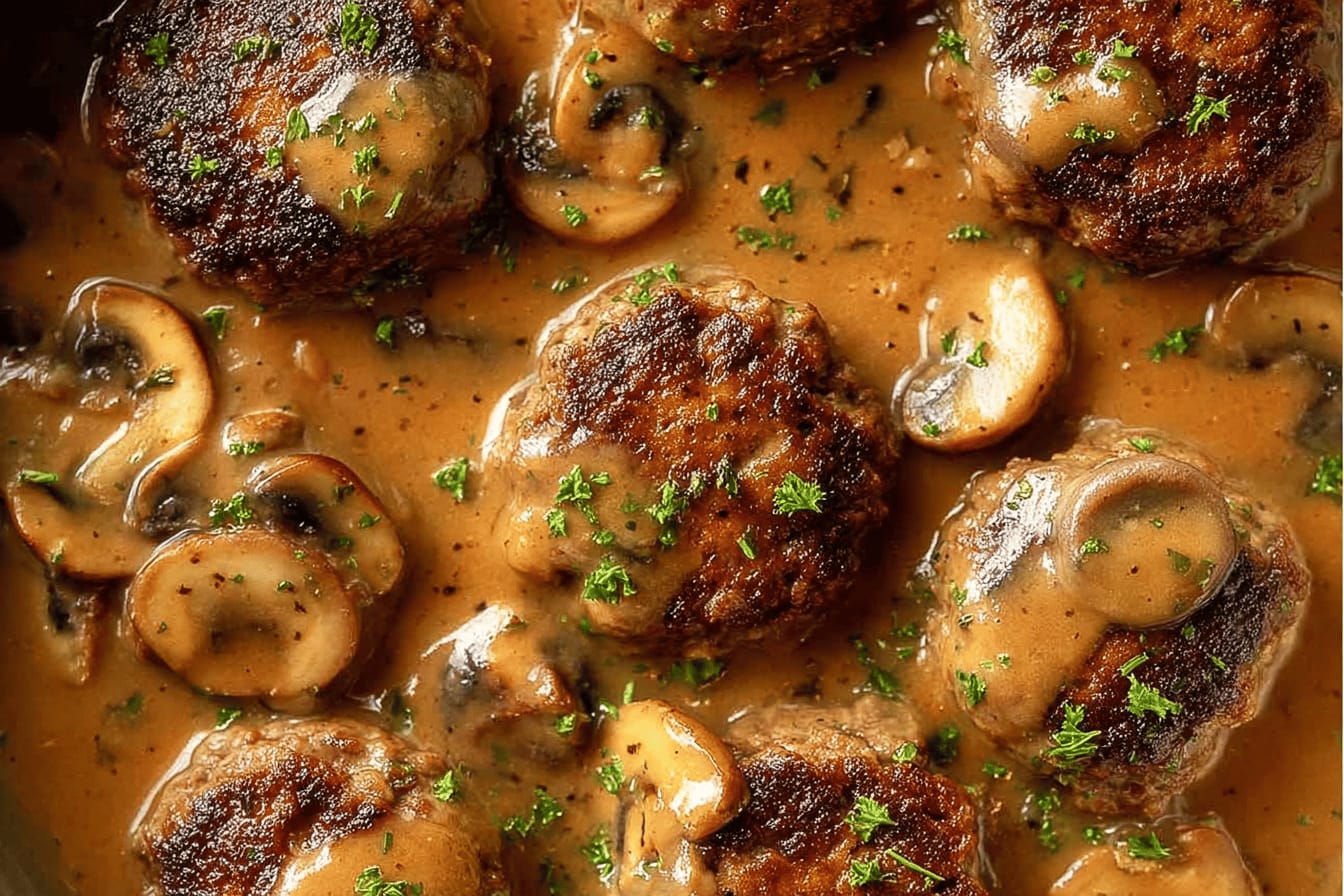 Savory Mushroom Gravy Smothered Rissoles Recipe