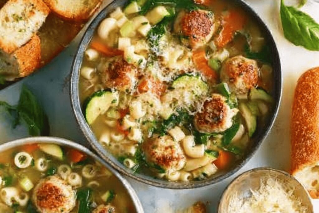 Summer Minestrone with Turkey Meatballs Recipe