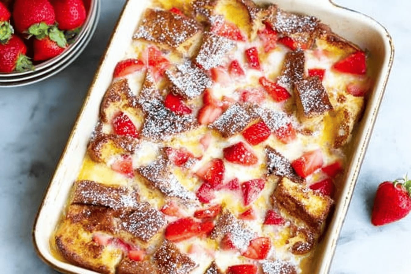 Baked Strawberries and Cream French Toast Recipe