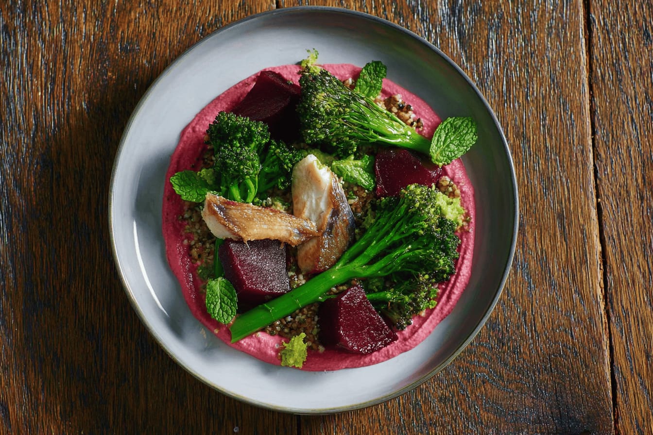 Beetroot Broccoli Mackerel Grain Bowl Recipe