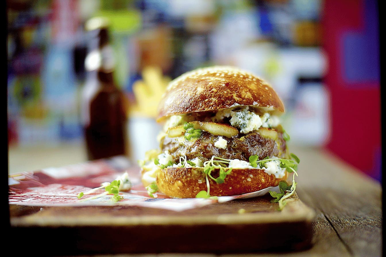 Blue Cheese and Apple Burger Recipe