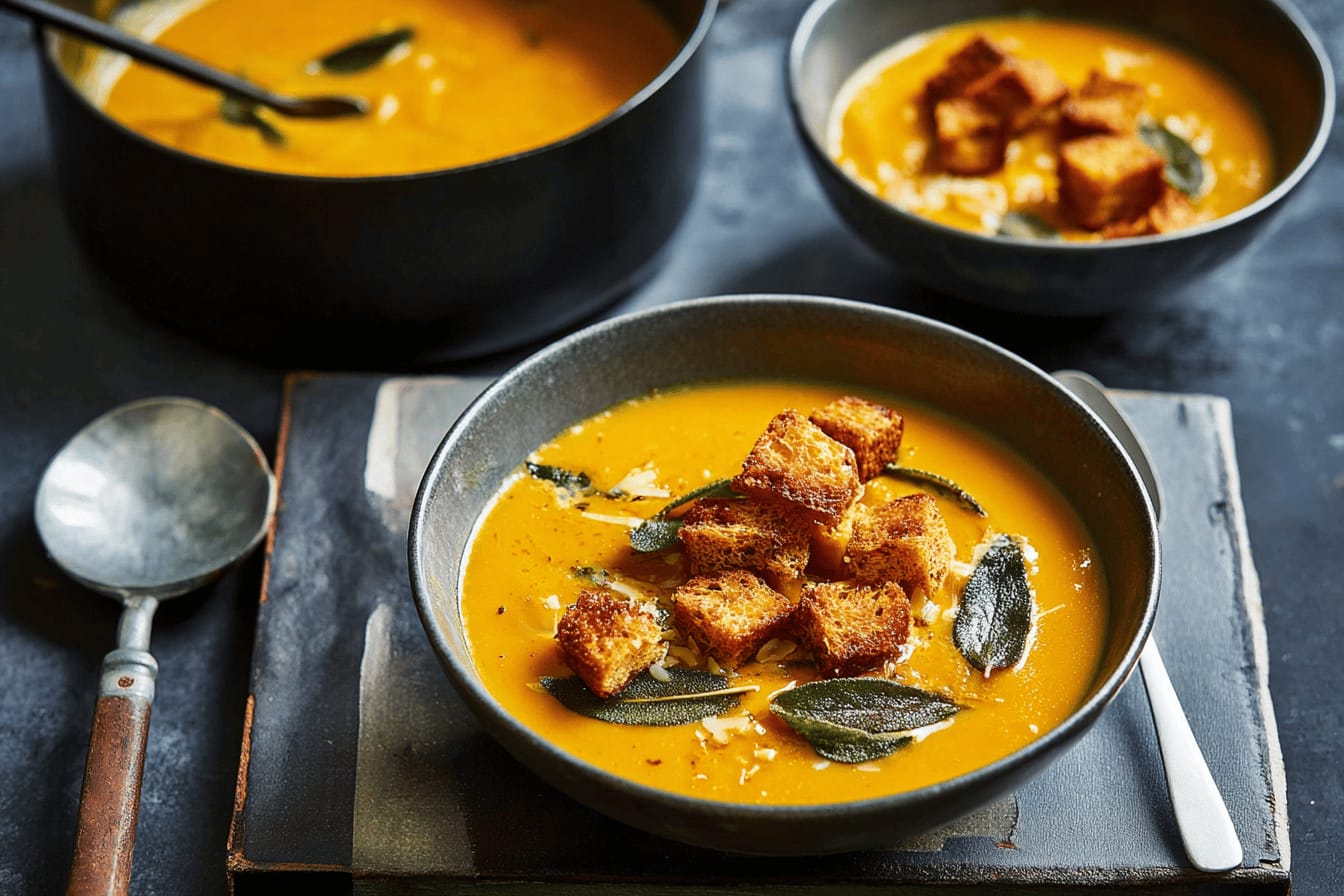 Easy Pumpkin Soup with Crunchy Croutons Recipe