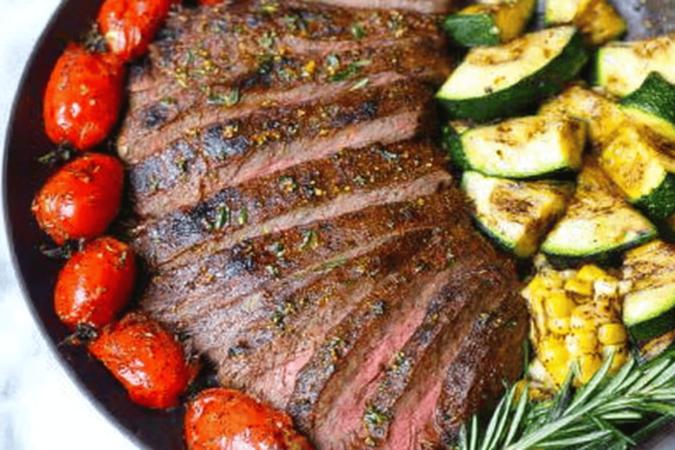 Grilled Flank Steak with Seasonal Vegetables