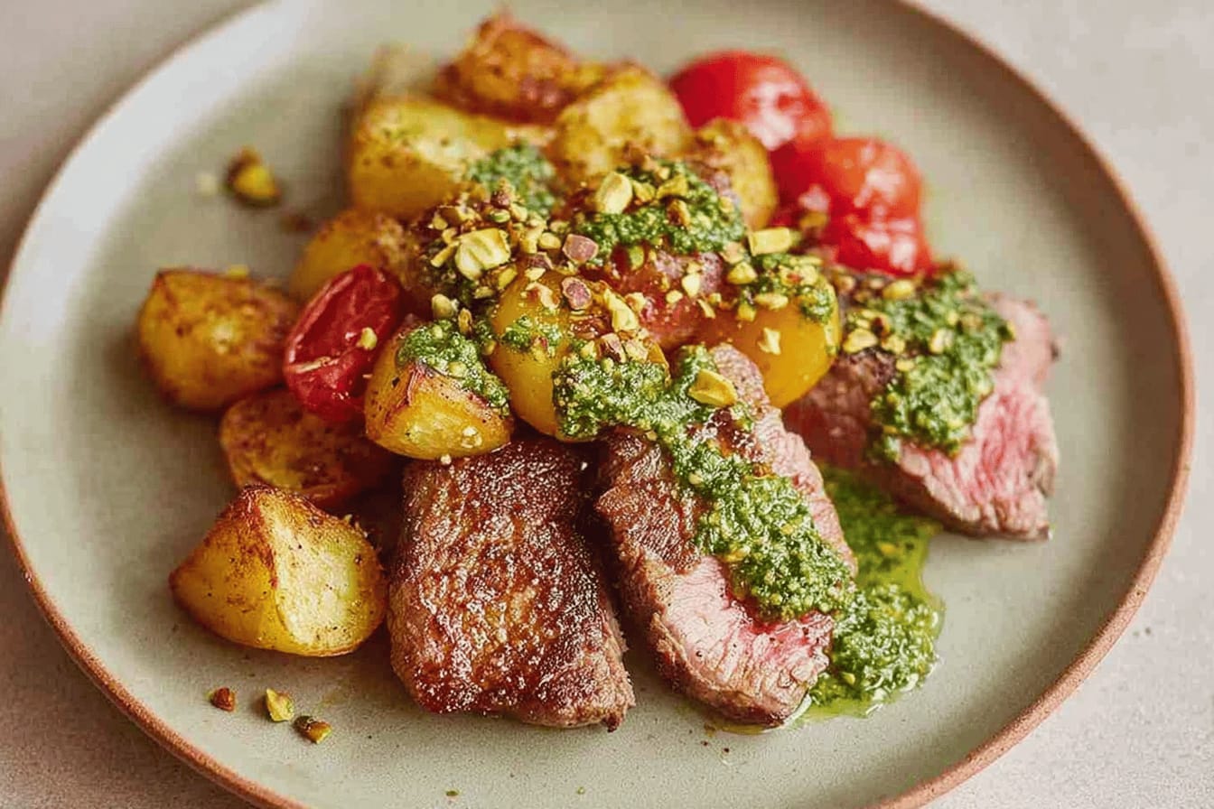 Herby Steak with Crispy Potatoes Recipe