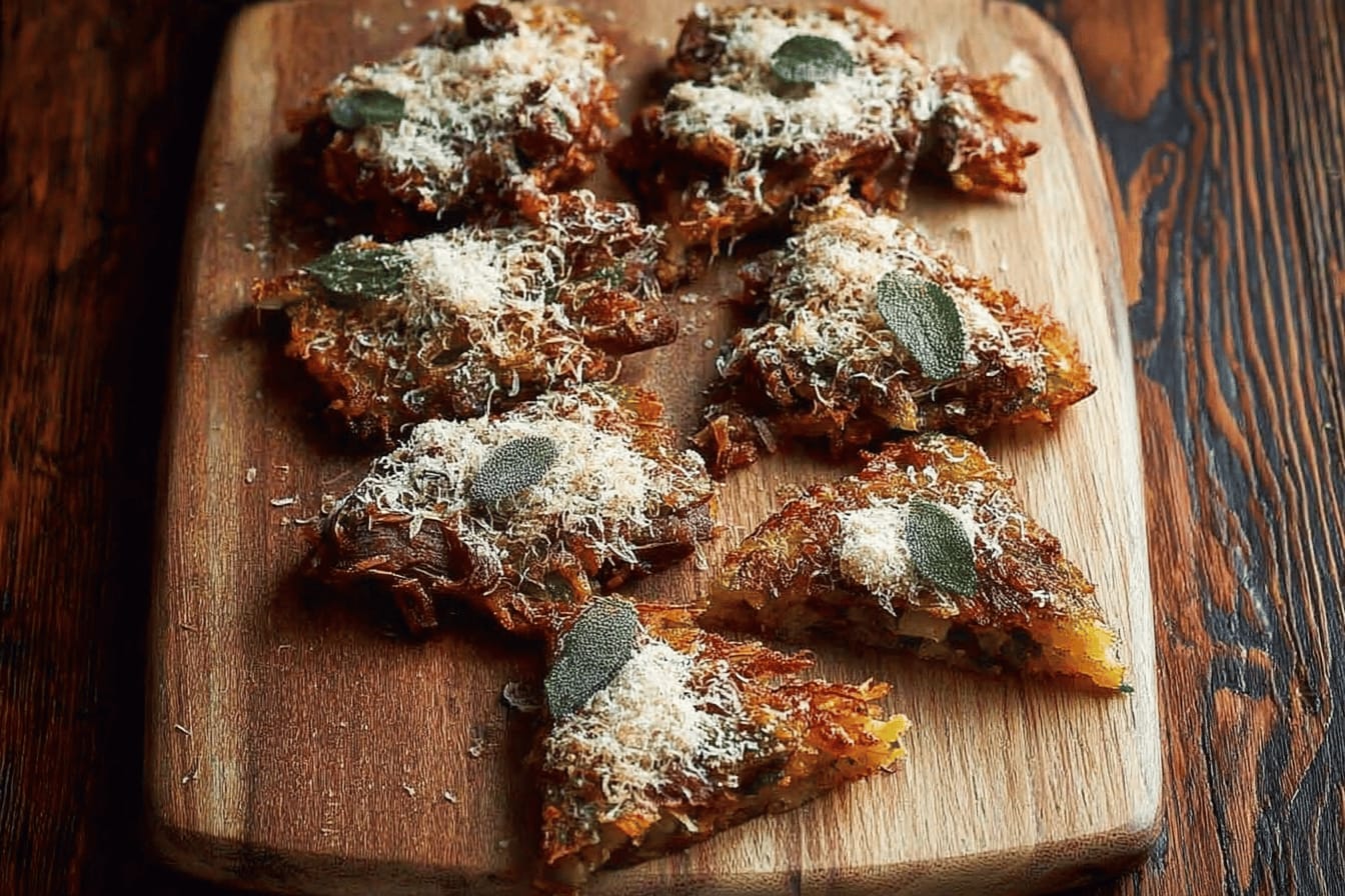 Potato Parmesan Sage Rostis with Beef Bourguignon