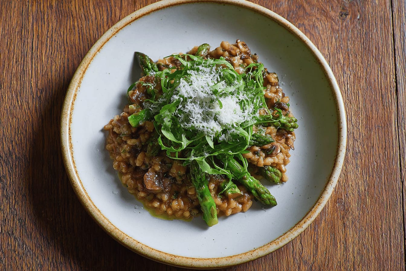 Quick Mushroom Asparagus Risotto Bowl Recipe