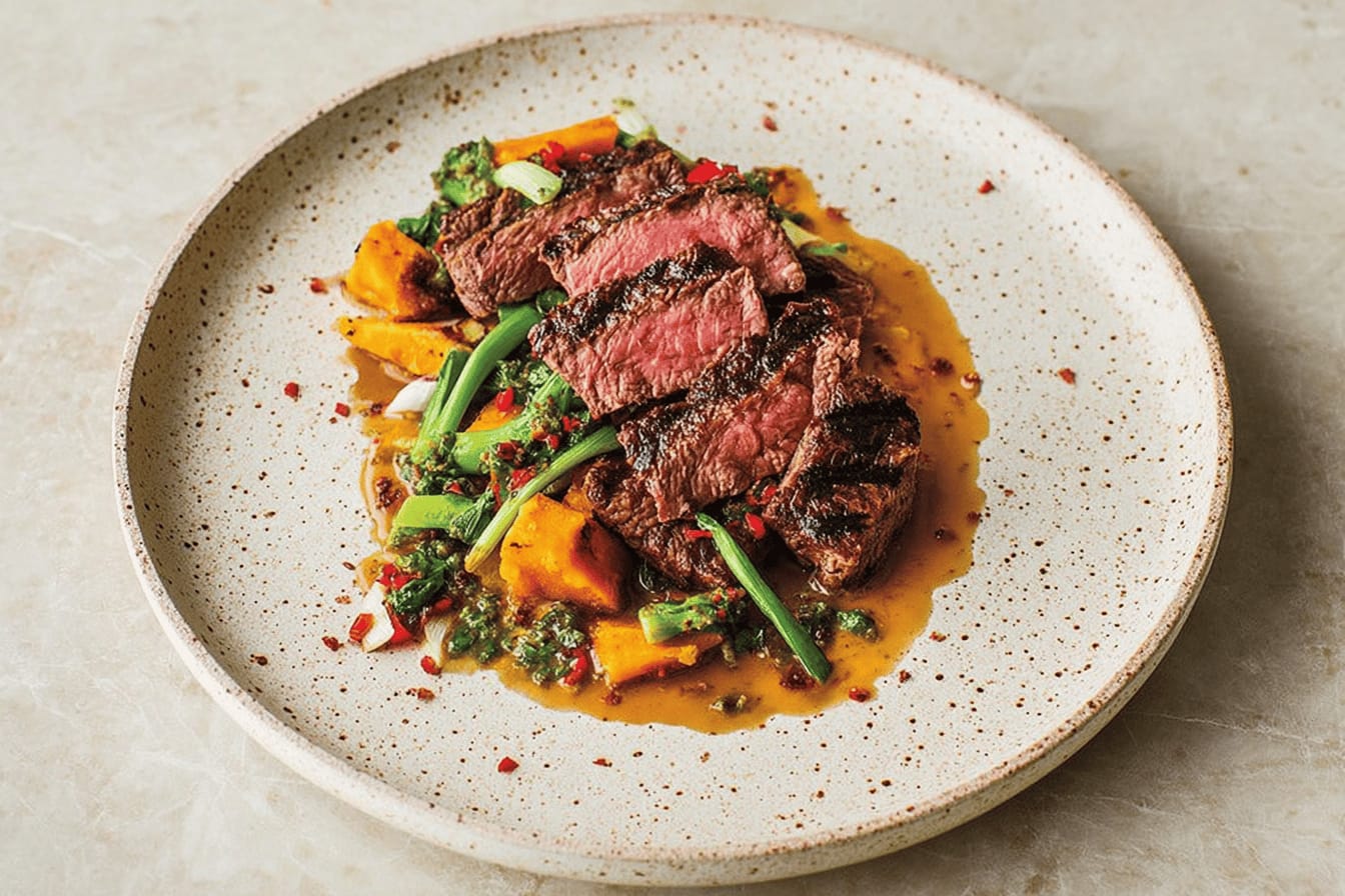 Seared Steak with Red Chimichurri Recipe