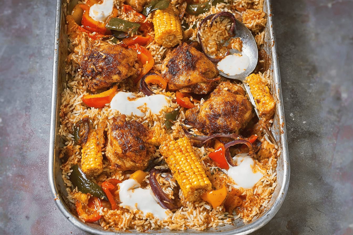 Spiced Chicken Rice Traybake Recipe