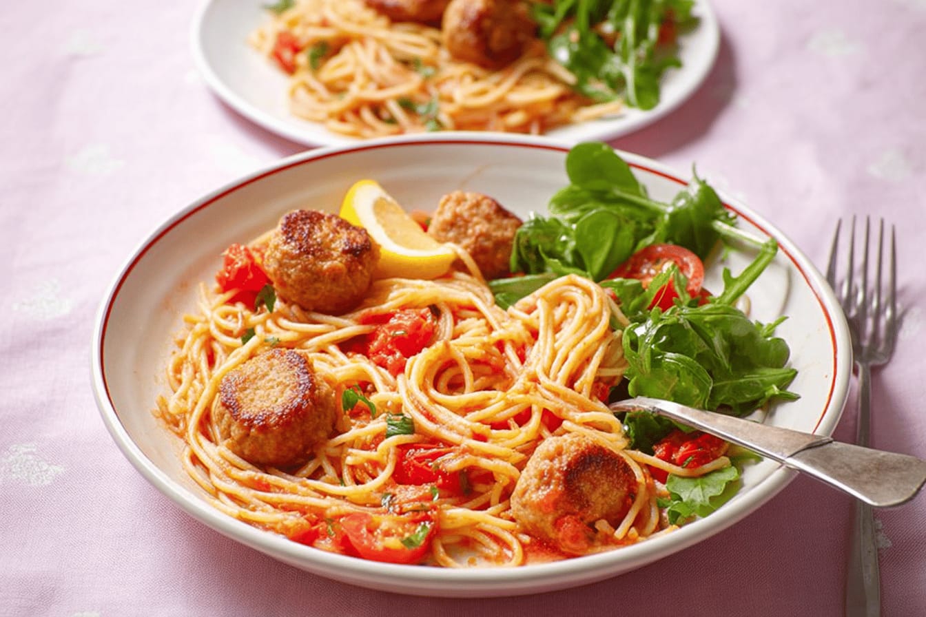 Store Cupboard Spaghetti with Mackerel Balls Recipe