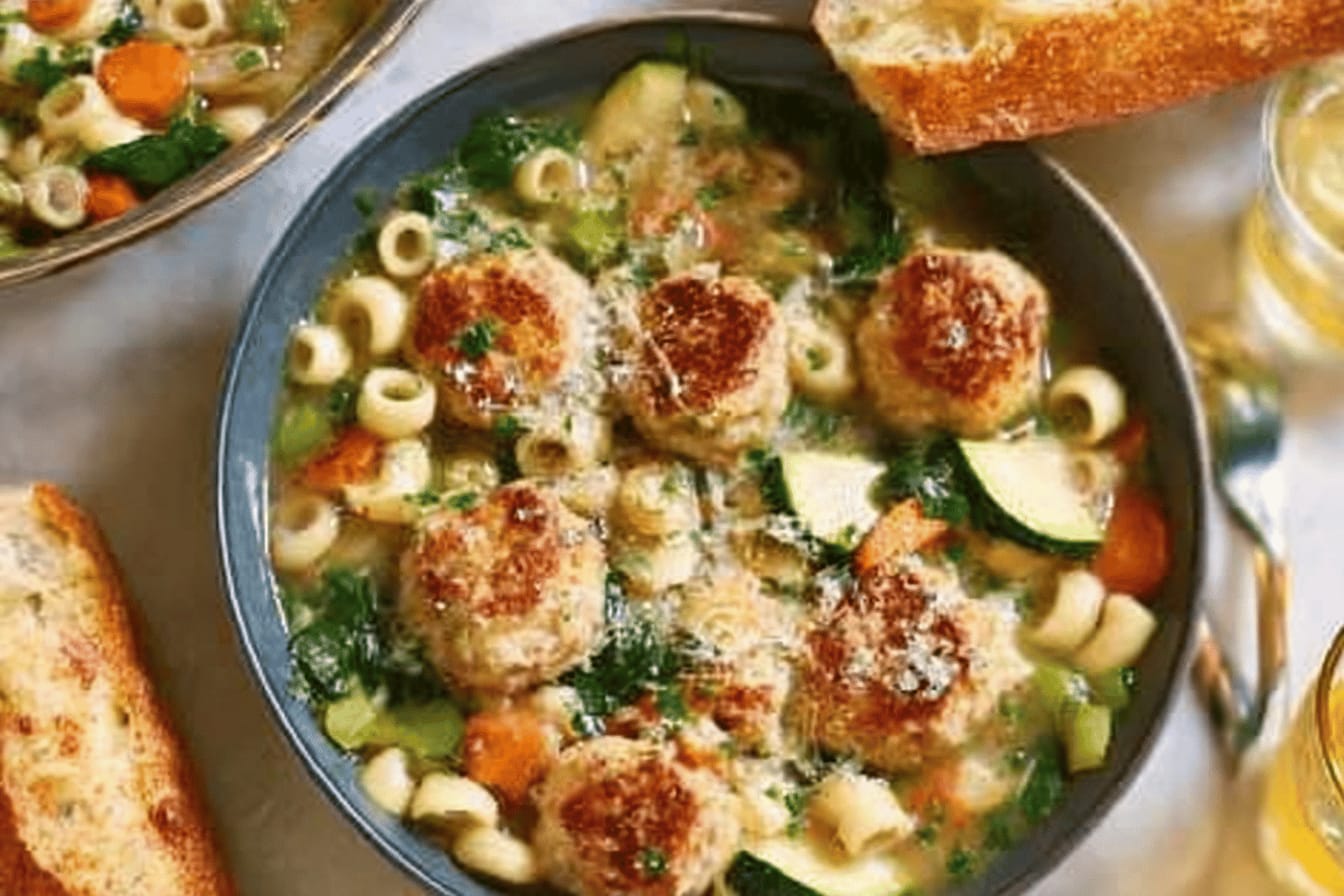 Summer Minestrone with Turkey Meatballs Recipe
