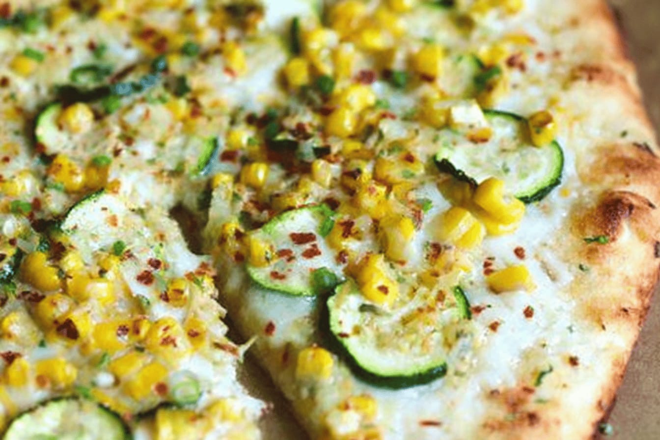 White Zucchini Corn Pizza Recipe Delight