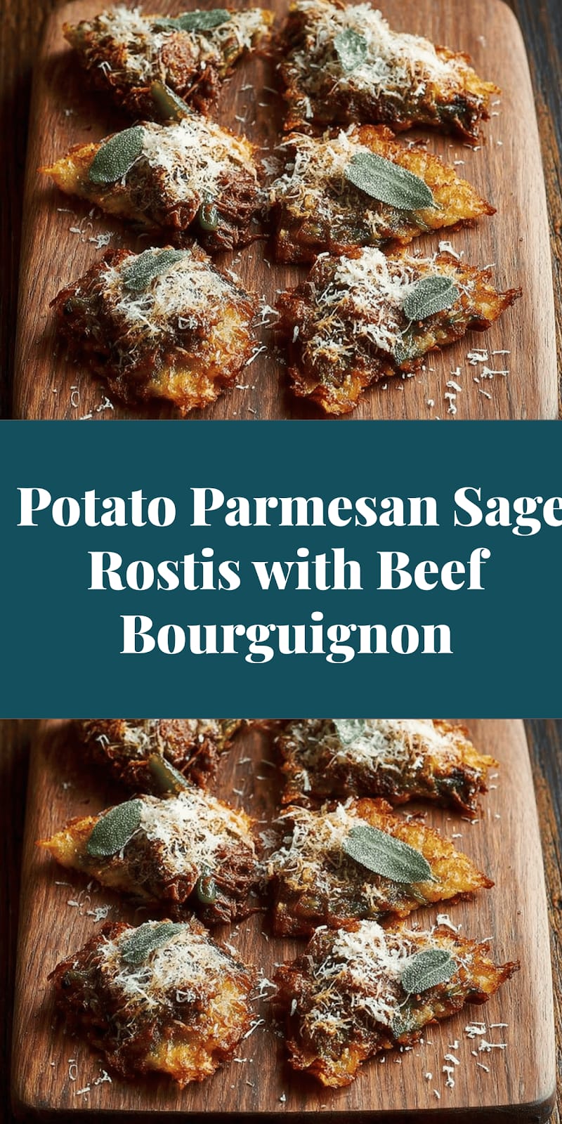 Potato Parmesan Sage Rostis with Beef Bourguignon