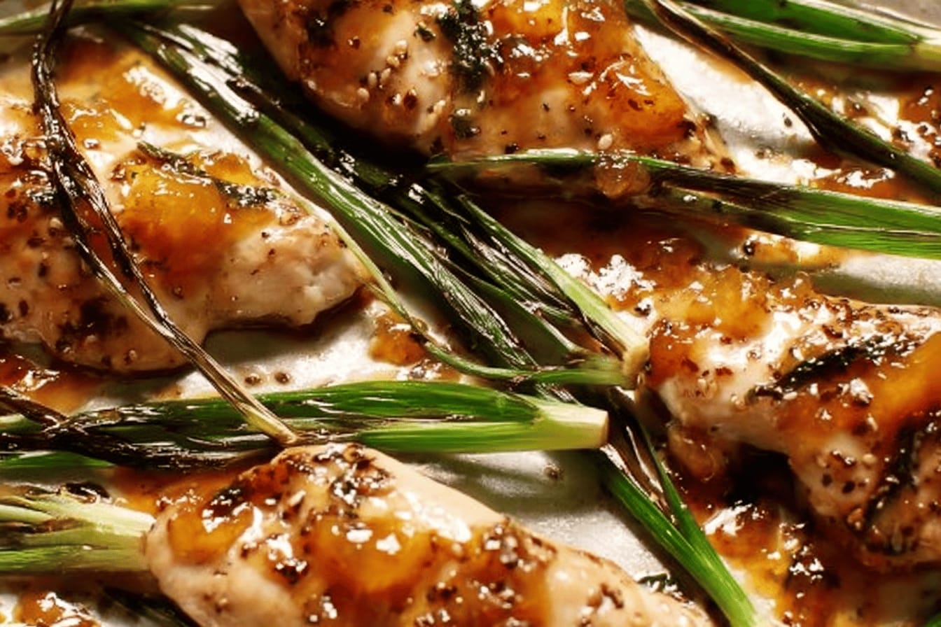 Apricot Chicken with Charred Scallions Recipe