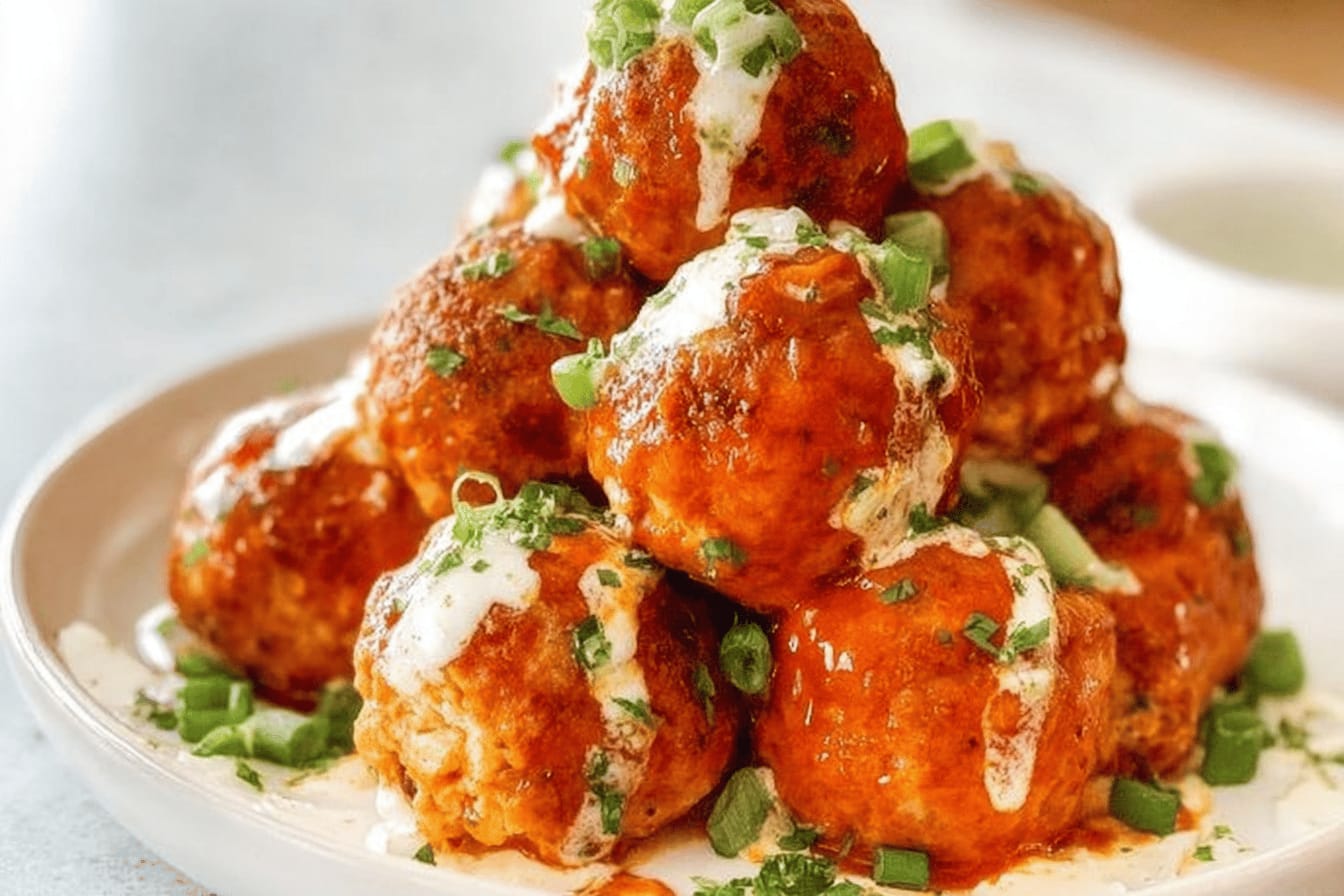 Blue Cheese Stuffed Buffalo Chicken Meatballs Recipe