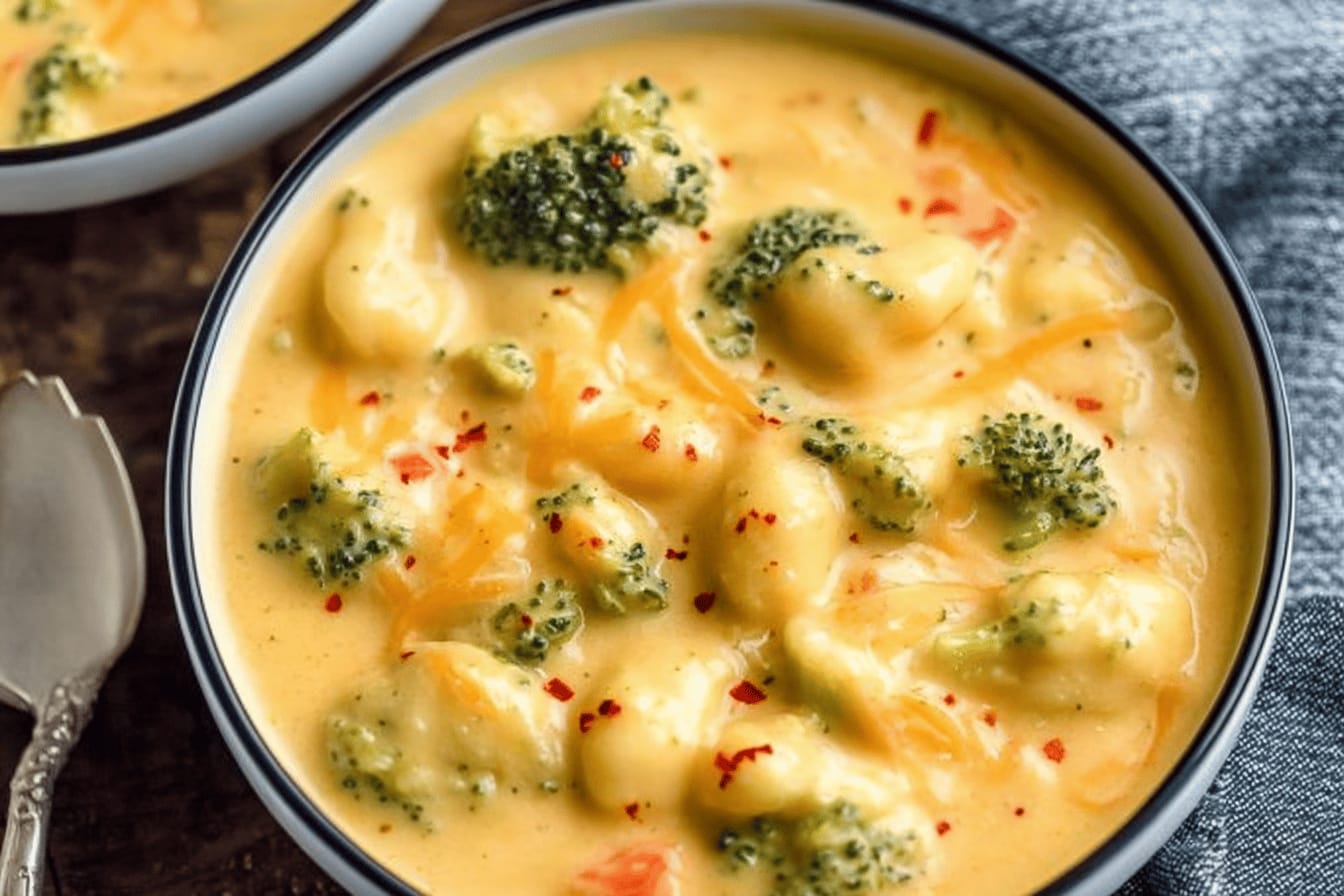 Creamy Broccoli Cheese Gnocchi Soup Recipe