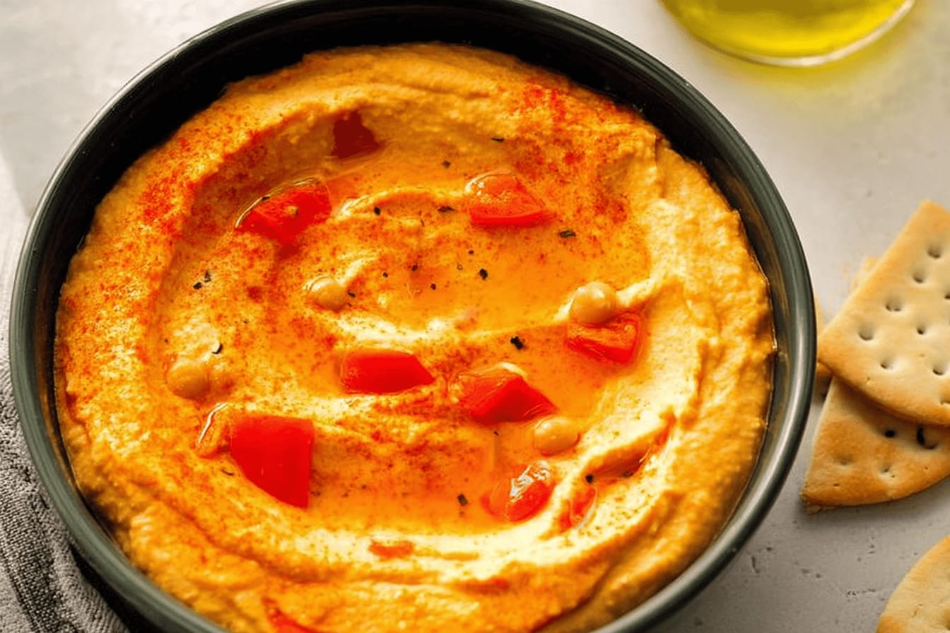 Creamy Roasted Red Pepper Hummus Recipe