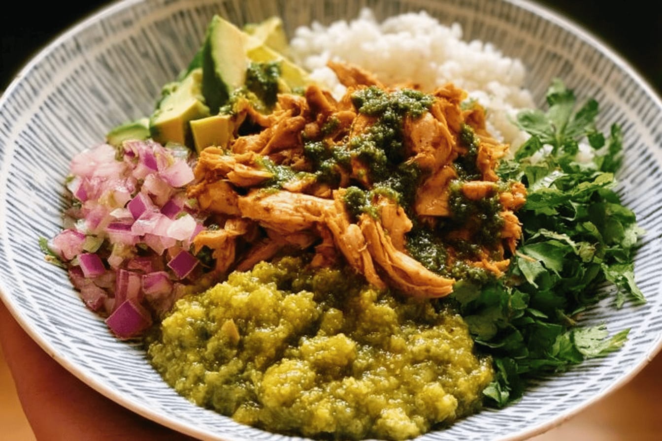 Crockpot Chicken Bowls with Cilantro Pesto