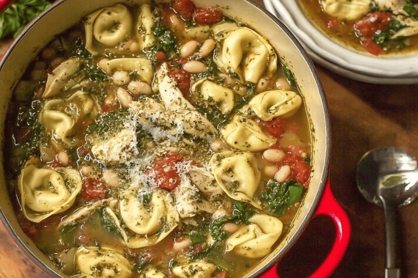 Pesto Chicken Tortellini Soup Recipe