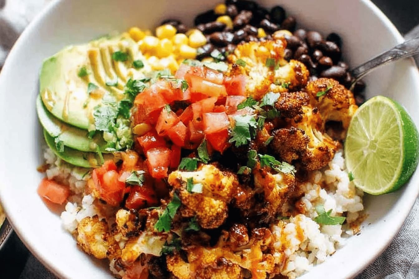 Roasted Cauliflower Burrito Bowls Recipe